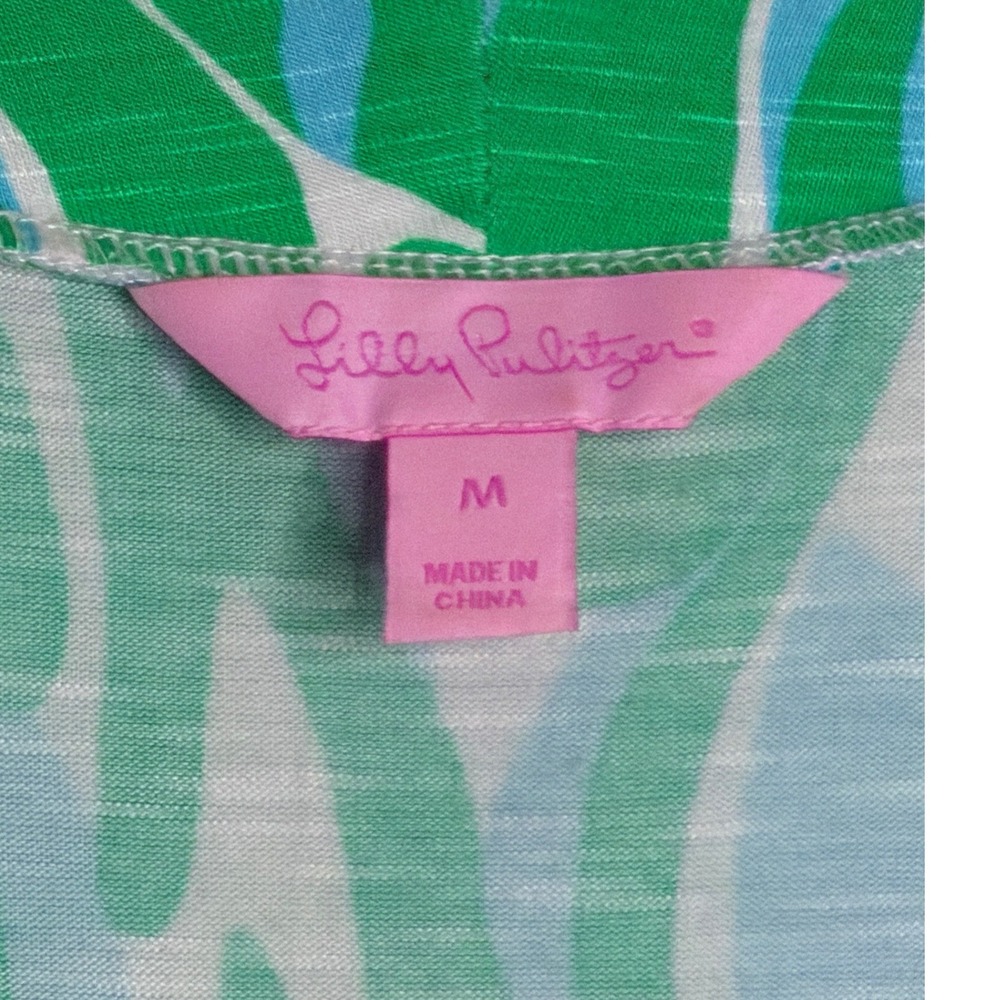 Lilly Pulitzer Wrap Dress Sz‎ M Tropical Abstract Vacation Stretchy Jersey - Picture 3 of 8